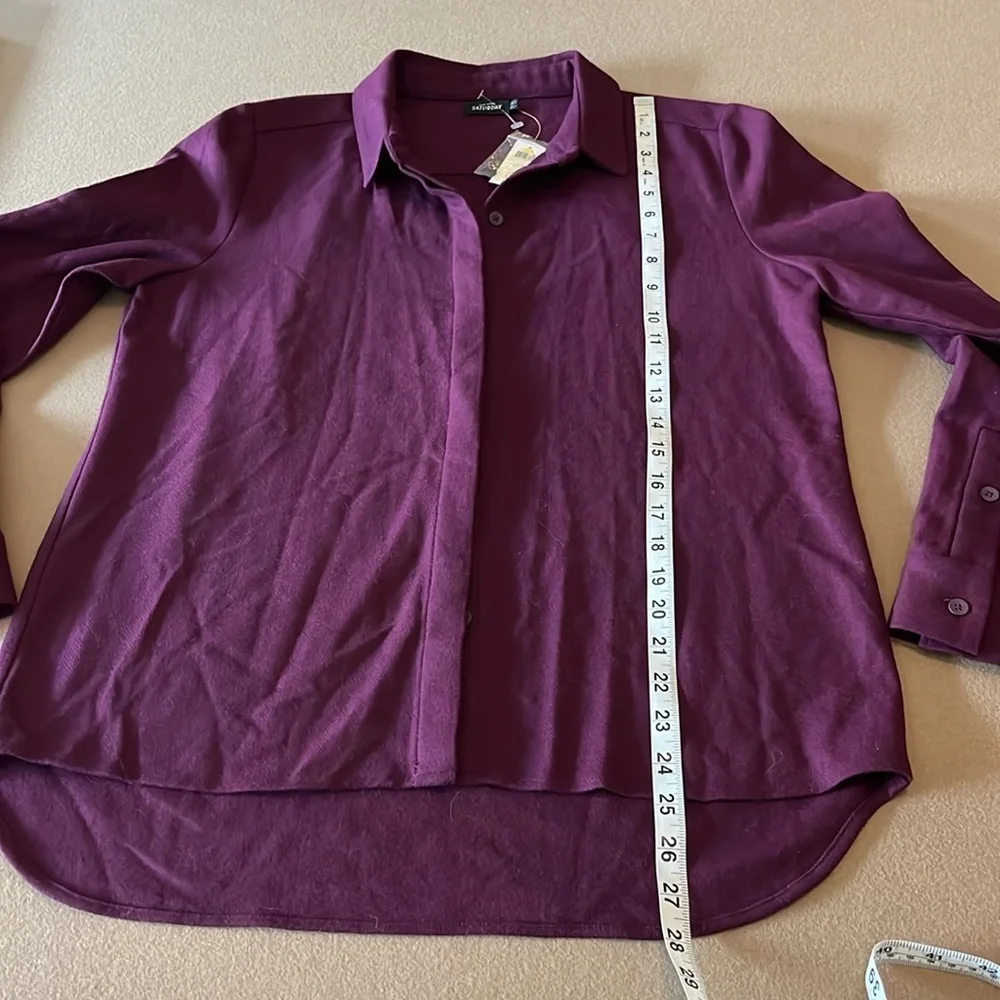 KATE SPADE SATURDAY Perfect Day Shirt - Wool Blend- Plum - Size M